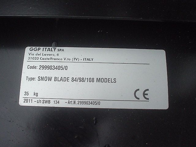 Stiga Schneeräumschild GGP Italy für Modelle 84/98/108, BJ 2011, Lagermaschine