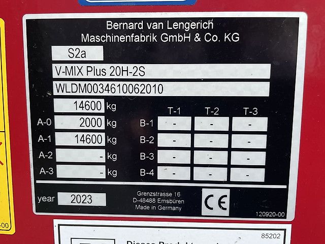 BvL VAN LENGERICH V-MIX PLUS 20H-2S VOERMENGWAGEN