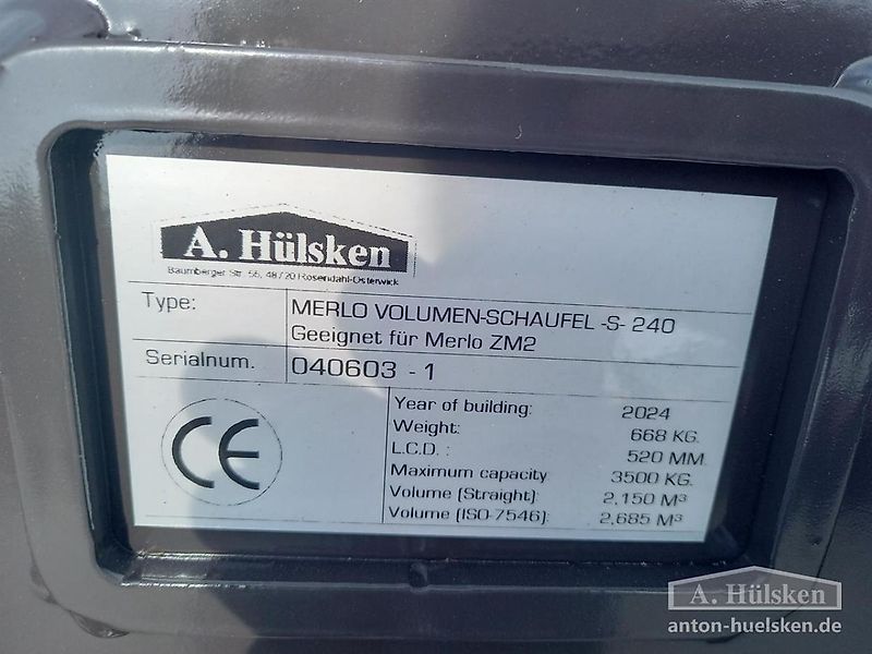 Hekamp 240x130x110 cm Hülsken Volumenschaufel Merlo ZM2