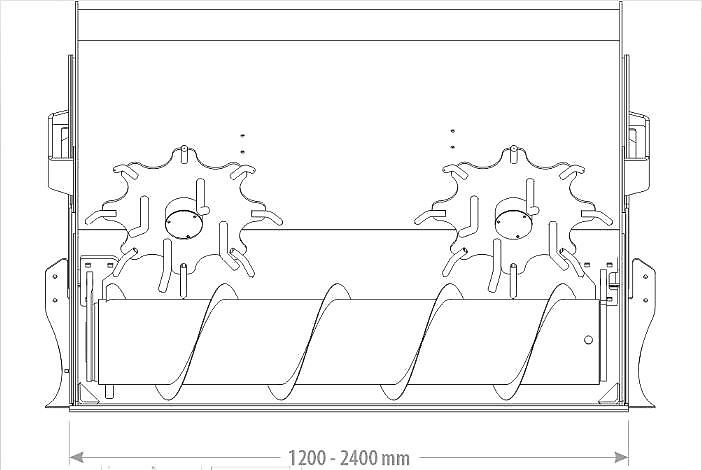 Futterverteiler – Dosierschaufel mit Mischsystem, ab 1200 mm bis 2400 mm