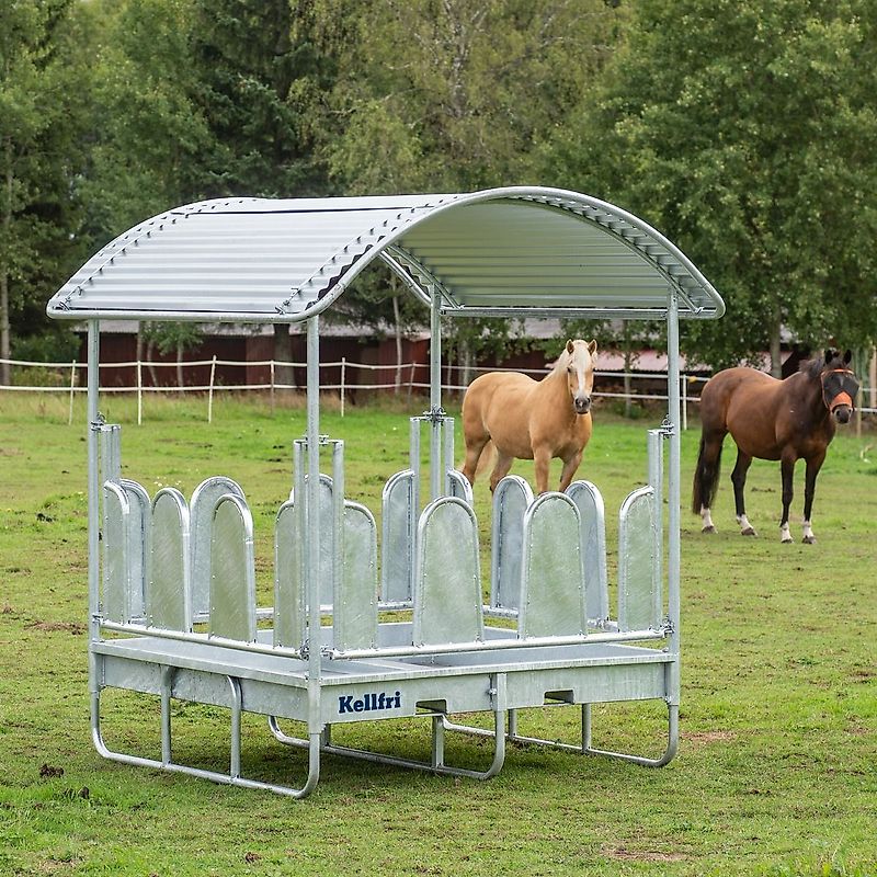 Palisadenraufe mit dem Dach Viereckraufe 12 Plätze Futterraufe Heuraufe Pferde